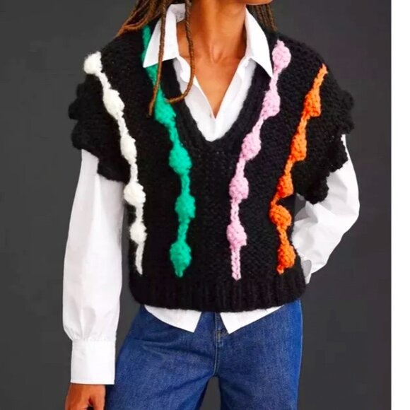 Anthropologie Sweaters - Anthropologie Maeve Black Bauble Pullover Sleeveless Sweater Vest